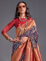 Thumbnail for NOZ2TOZ Women's Silk Blend Navy Blue Woven Design Designer Saree With Blouse Piece - Distacart