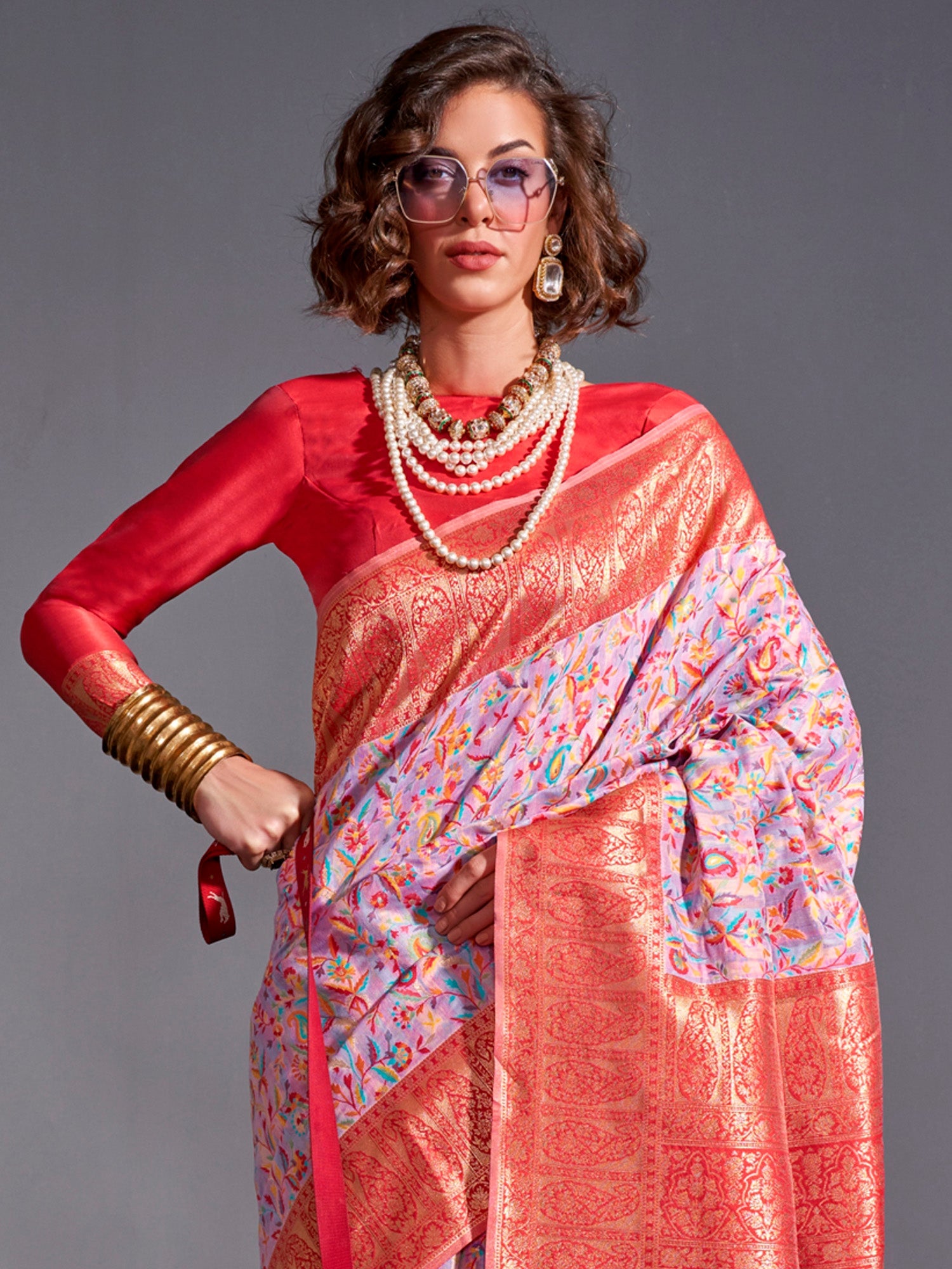 NOZ2TOZ Women's Silk Blend Lavender Woven Design Designer Saree With Blouse Piece - Distacart