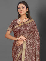 Thumbnail for NOZ2TOZ Women's Silk Blend Brown Printed Designer Saree With Blouse Piece - Distacart