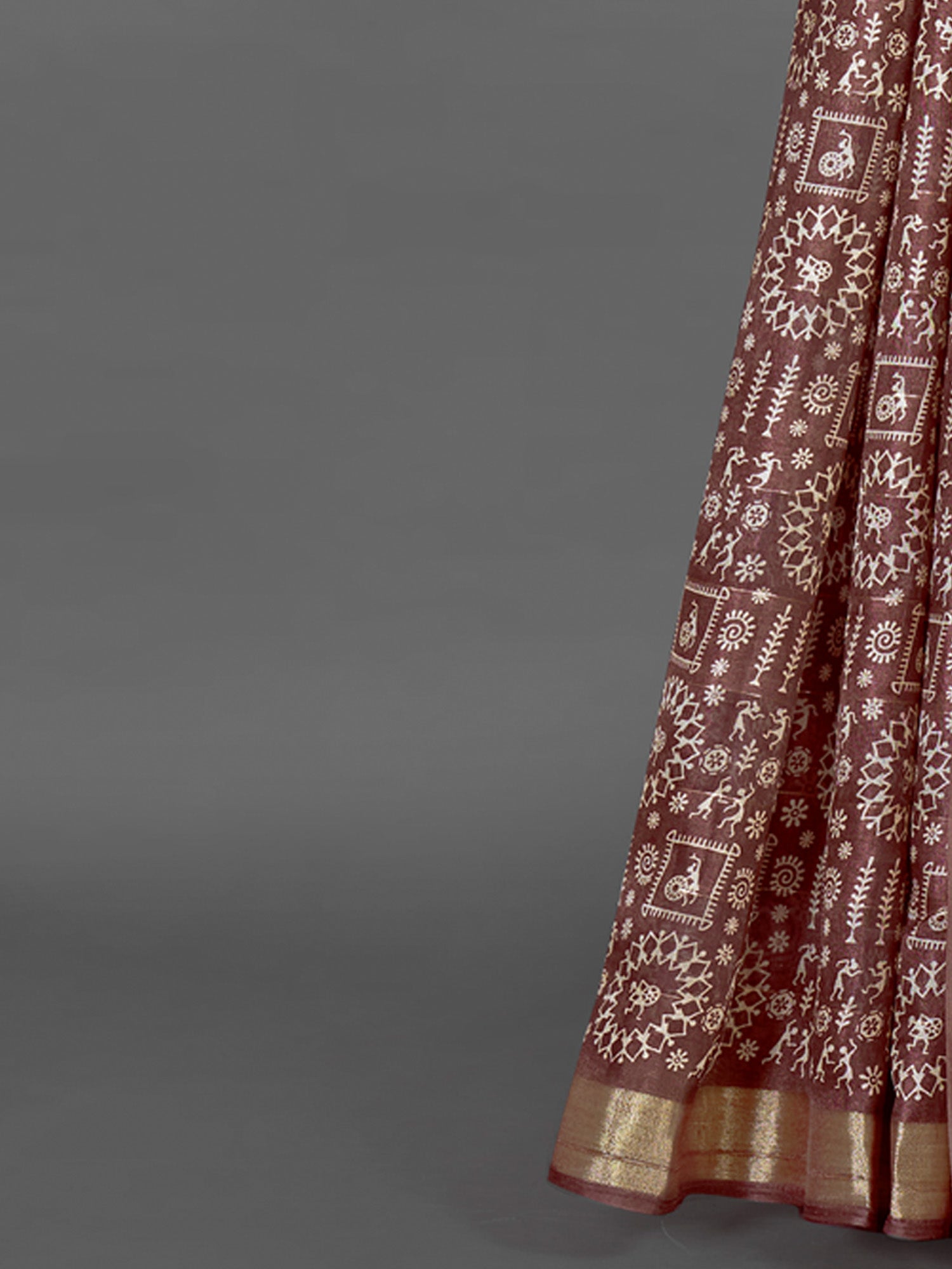 NOZ2TOZ Women's Silk Blend Brown Printed Designer Saree With Blouse Piece - Distacart