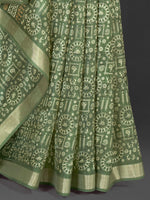 Thumbnail for NOZ2TOZ Women's Silk Blend Olive Printed Designer Saree With Blouse Piece - Distacart