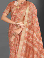 Thumbnail for NOZ2TOZ Women's Silk Blend Peach Printed Designer Saree With Blouse Piece - Distacart