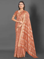 Thumbnail for NOZ2TOZ Women's Silk Blend Peach Printed Designer Saree With Blouse Piece - Distacart