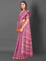 Thumbnail for NOZ2TOZ Women's Silk Blend Mauve Printed Designer Saree With Blouse Piece - Distacart