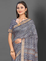 Thumbnail for NOZ2TOZ Women's Silk Blend Grey Printed Designer Saree With Blouse Piece - Distacart