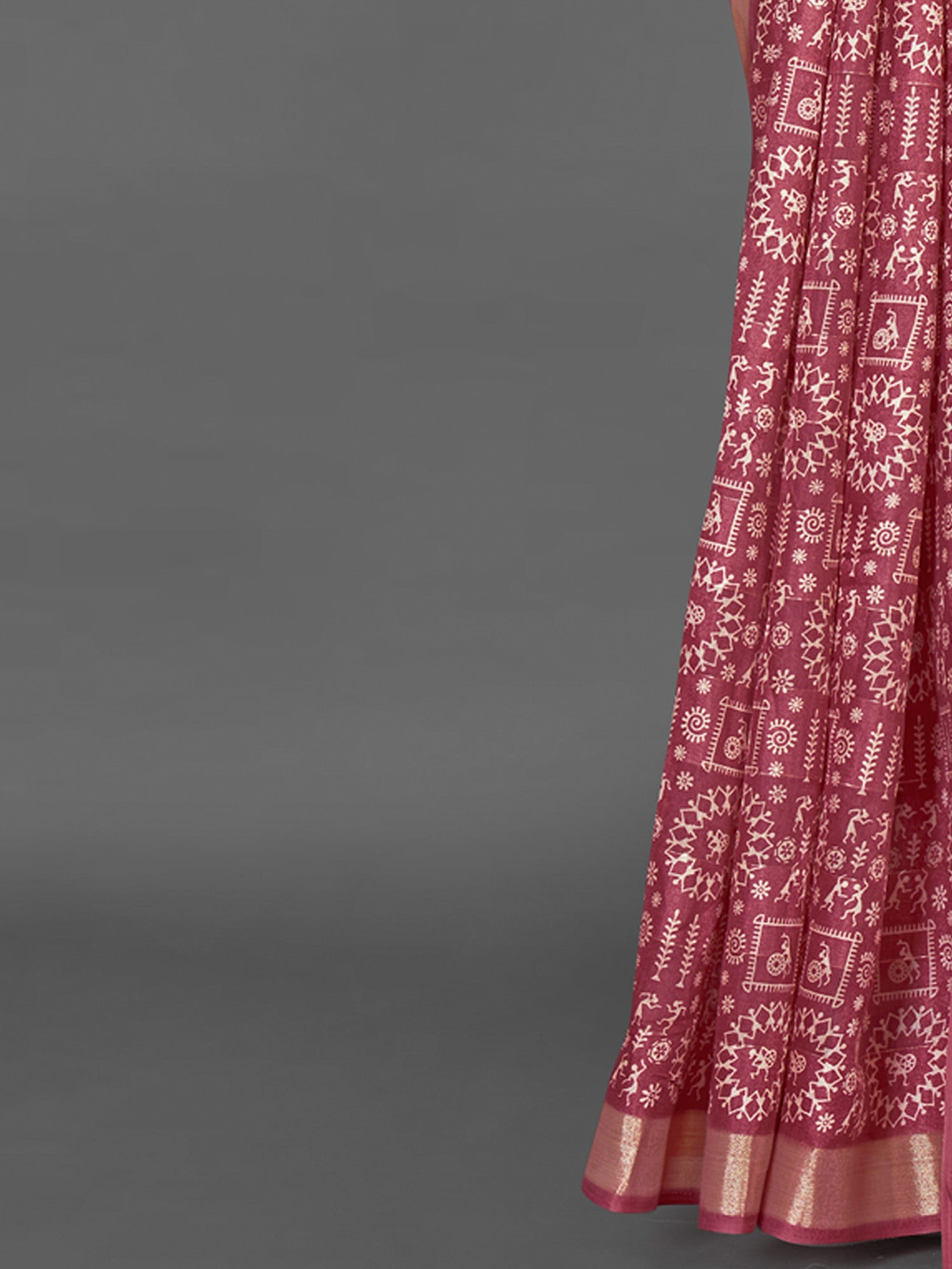 NOZ2TOZ Women's Silk Blend Rose Gold Printed Designer Saree With Blouse Piece - Distacart