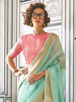 Thumbnail for NOZ2TOZ Women's Pure Chiffon Pink Woven Design Designer Saree With Blouse Piece - Distacart