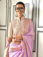 Thumbnail for NOZ2TOZ Women's Pure Chiffon Cream Woven Design Designer Saree With Blouse Piece - Distacart