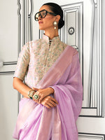 Thumbnail for NOZ2TOZ Women's Pure Chiffon Cream Woven Design Designer Saree With Blouse Piece - Distacart