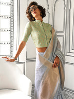 Thumbnail for NOZ2TOZ Women's Pure Chiffon Light Green Woven Design Designer Saree With Blouse Piece - Distacart