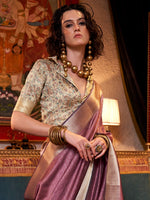 Thumbnail for NOZ2TOZ Women's Chiffon Cream Woven Design Designer Saree With Blouse Piece - Distacart