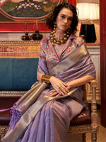 Thumbnail for NOZ2TOZ Women's Chiffon Lavender Woven Design Designer Saree With Blouse Piece - Distacart