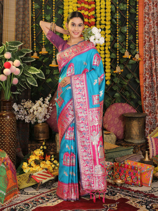 Astita Silk Sky Blue Saree