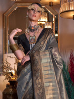 Thumbnail for NOZ2TOZ Women's Tissue Black Woven Design Designer Saree With Blouse Piece - Distacart