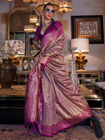 Thumbnail for NOZ2TOZ Women's Tissue Magenta Woven Design Designer Saree With Blouse Piece - Distacart