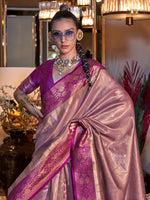 Thumbnail for NOZ2TOZ Women's Tissue Magenta Woven Design Designer Saree With Blouse Piece - Distacart