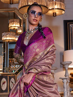 Thumbnail for NOZ2TOZ Women's Tissue Magenta Woven Design Designer Saree With Blouse Piece - Distacart