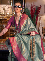 Thumbnail for NOZ2TOZ Women's Tissue Pink Woven Design Designer Saree With Blouse Piece - Distacart