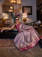 Thumbnail for NOZ2TOZ Women's Tissue Pink Woven Design Designer Saree With Blouse Piece - Distacart