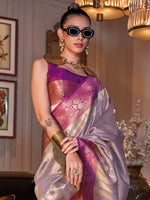 Thumbnail for NOZ2TOZ Women's Tissue Pink Woven Design Designer Saree With Blouse Piece - Distacart