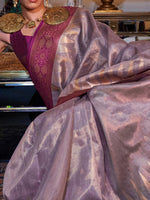 Thumbnail for NOZ2TOZ Women's Tissue Pink Woven Design Designer Saree With Blouse Piece - Distacart