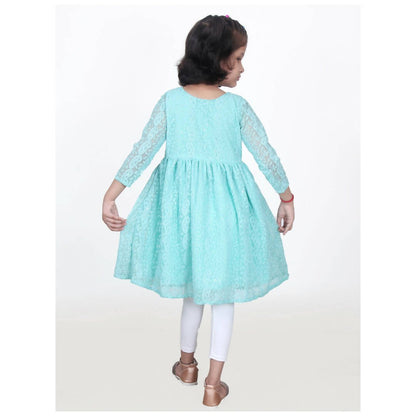 Akarshan viscose Lukhnowi Chikankari Anarkali kurta with Leggings - Green - Distacart