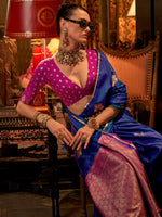 Thumbnail for NOZ2TOZ Women's Satin Silk Pink Woven Design Designer Saree With Blouse Piece - Distacart