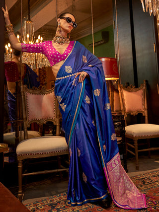 NOZ2TOZ Women's Satin Silk Pink Woven Design Designer Saree With Blouse Piece - Distacart