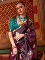 Thumbnail for NOZ2TOZ Women's Satin Silk Teal blue Woven Design Designer Saree With Blouse Piece - Distacart