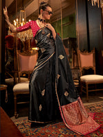 Thumbnail for NOZ2TOZ Women's Satin Silk Maroon Woven Design Designer Saree With Blouse Piece - Distacart