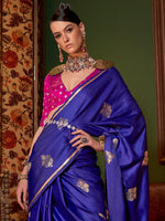 Thumbnail for NOZ2TOZ Women's Satin Silk Pink Woven Design Designer Saree With Blouse Piece - Distacart