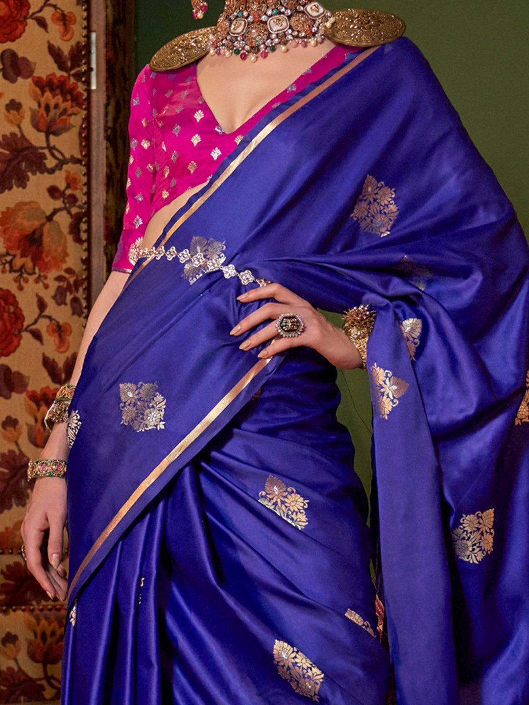 NOZ2TOZ Women's Satin Silk Pink Woven Design Designer Saree With Blouse Piece - Distacart