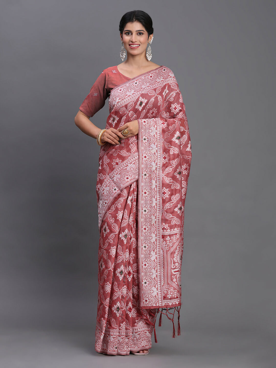 Astita Linen Cotton Peach Saree