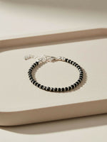 Thumbnail for NVR Women Silver Plated Black Beaded Adjustable Bracelet - Distacart