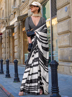 Thumbnail for NOZ2TOZ Women's Satin Off White Printed Designer Saree With Blouse Piece - Distacart