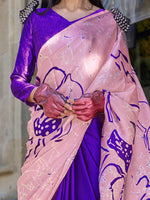 Thumbnail for NOZ2TOZ Women's Satin Purple Printed Designer Saree With Blouse Piece - Distacart