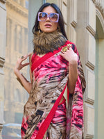 Thumbnail for NOZ2TOZ Women's Satin Beige Printed Designer Saree With Blouse Piece - Distacart