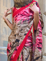 Thumbnail for NOZ2TOZ Women's Satin Beige Printed Designer Saree With Blouse Piece - Distacart