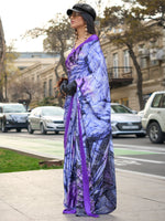 Thumbnail for NOZ2TOZ Women's Satin Lavender Printed Designer Saree With Blouse Piece - Distacart