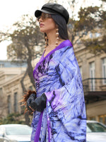Thumbnail for NOZ2TOZ Women's Satin Lavender Printed Designer Saree With Blouse Piece - Distacart