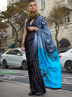 Thumbnail for NOZ2TOZ Women's Satin Black Printed Designer Saree With Blouse Piece - Distacart