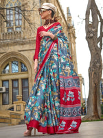 Thumbnail for NOZ2TOZ Women's Satin Grey Printed Designer Saree With Blouse Piece - Distacart