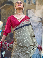 Thumbnail for NOZ2TOZ Women's Satin Olive Printed Designer Saree With Blouse Piece - Distacart