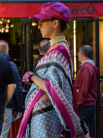 Thumbnail for NOZ2TOZ Women's Satin Grey Printed Designer Saree With Blouse Piece - Distacart