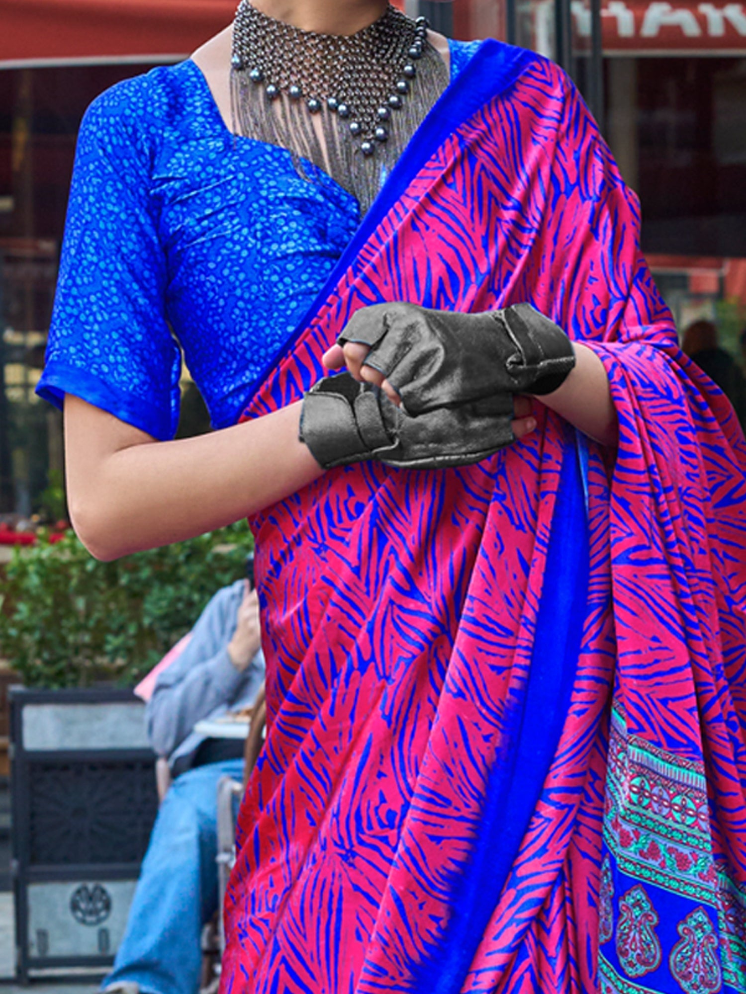 NOZ2TOZ Women's Satin Pink Printed Designer Saree With Blouse Piece - Distacart