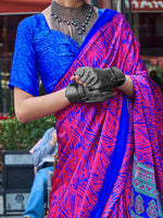 Thumbnail for NOZ2TOZ Women's Satin Pink Printed Designer Saree With Blouse Piece - Distacart