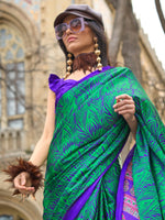 Thumbnail for NOZ2TOZ Women's Satin Green Printed Designer Saree With Blouse Piece - Distacart
