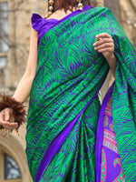 Thumbnail for NOZ2TOZ Women's Satin Green Printed Designer Saree With Blouse Piece - Distacart