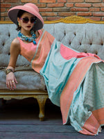 Thumbnail for NOZ2TOZ Women's Soft Silk Blue Woven Design Designer Saree With Blouse Piece - Distacart