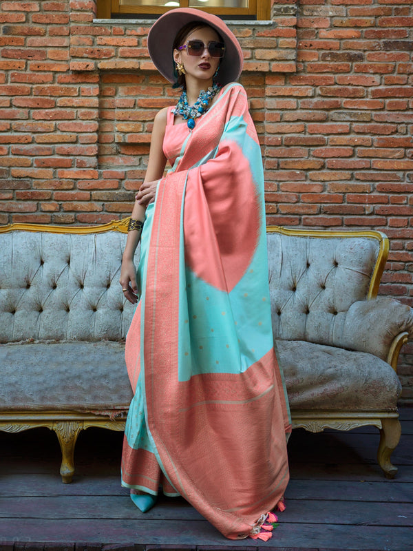 NOZ2TOZ Women's Soft Silk Blue Woven Design Designer Saree With Blouse Piece - Distacart